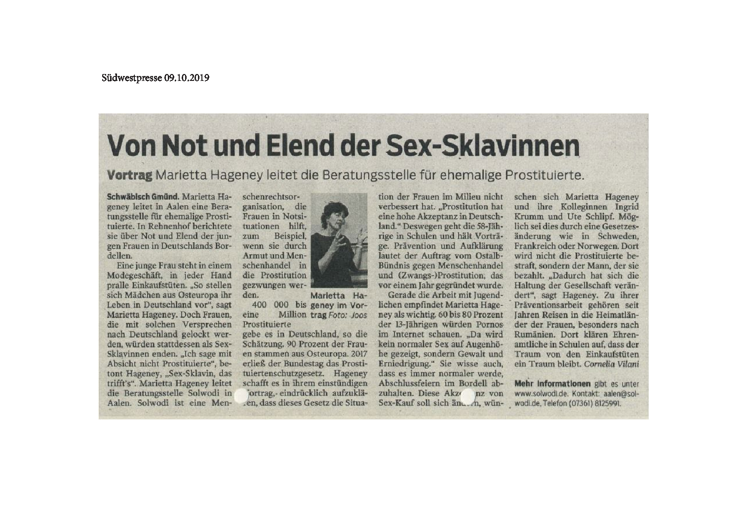 Von Not und Elend der Sex-Sklavinnen – SWP 09.10.19