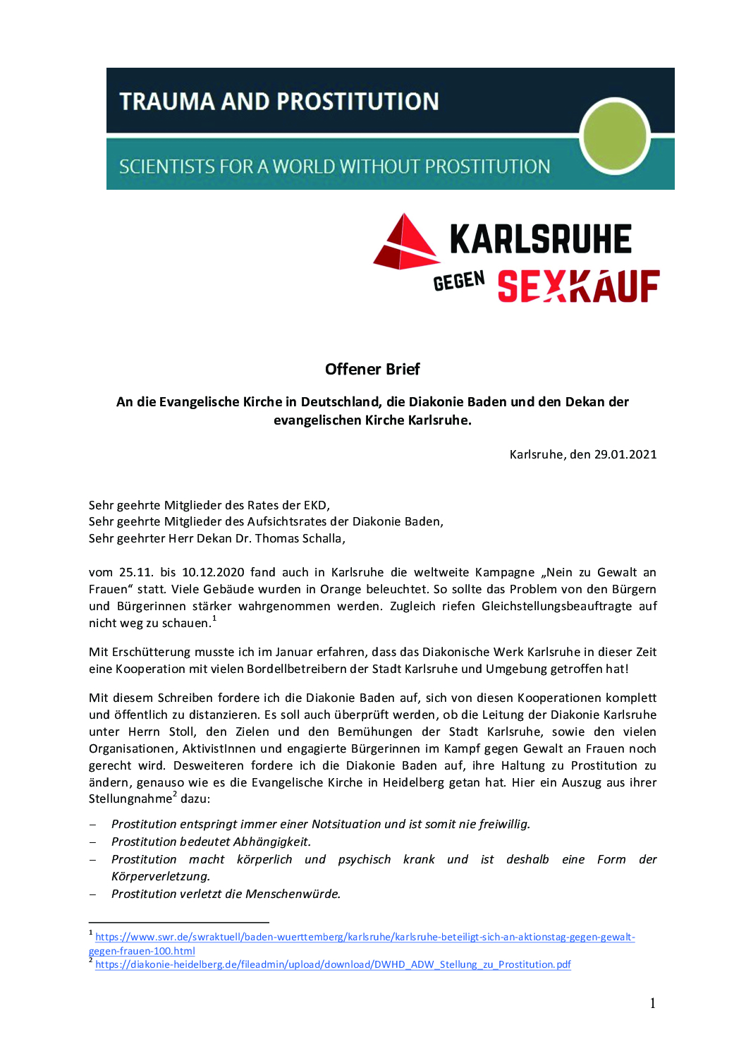 Offener Brief an das Diakonische Werk von Dr Ingeborg Kraus 29.01.21